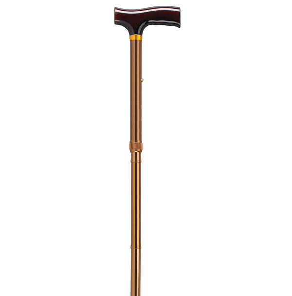 Lightweight Adjustable Folding Cane with T Handle - Bronze - Click Image to Close